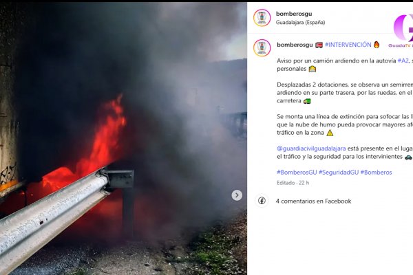 Se incendian las ruedas de un camión mientras circulaba por la A2