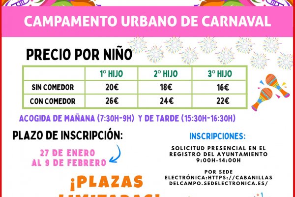 Campamento urbano en Cabanillas para los días de Carnaval, sin cole