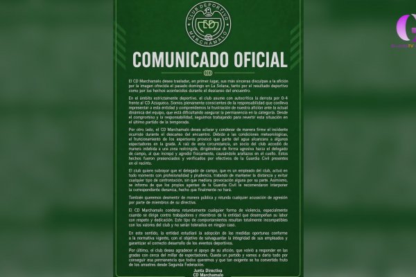 El CD Marchamalo condena los incidentes del derbi